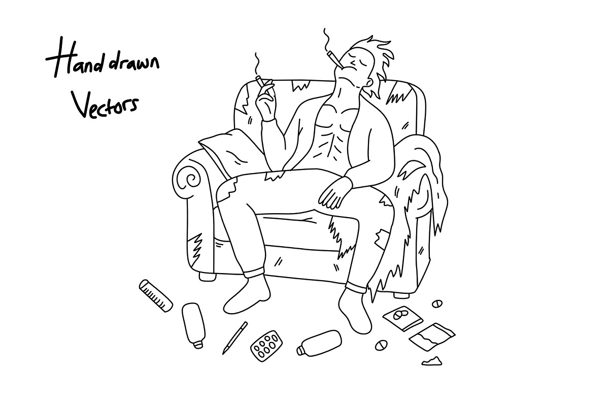 no drugs hand drawn set, a Healthcare Illustration by foxndeer (Photo 3 of 4)
