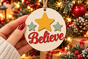 Believe Bauble Laser Cut Wood File, an Object Graphic by Libby Wishes (Thumbnail 1 of 3)