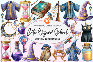 Cute Wizard School Clipart, a Graphic by CitraGraphics