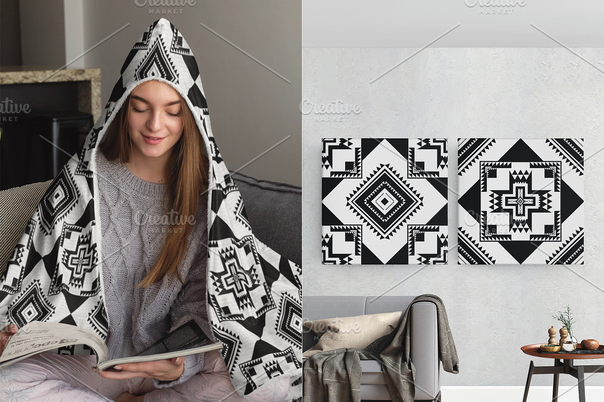Black White Native American Pattern, a Pattern Graphic by PPEthnicDecorPattern (Photo 4 of 10)