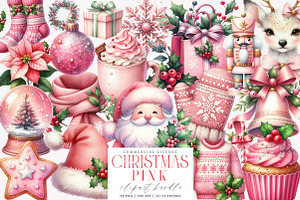 Pink Christmas Clipart Bundle, an Illustration by SinaCreation
