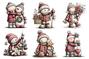 Cute Santa Snowman Christmas Clipart, a Seasonal Illustration by Creative Art (Thumbnail 6 of 7)