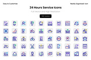 24 Hours Service Icons, a Solid Icon by Wencory (Thumbnail 2 of 2)
