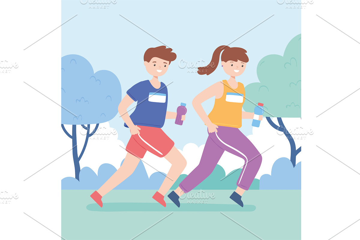 kids athletic training outdoors, a Person Illustration by studiogstock