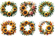 Sunflower Wreaths Clipart, an Illustration by DreamArtGraphic (Thumbnail 3 of 5)