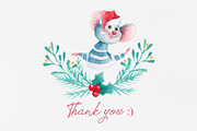 Watercolor Christmas Mice Clip art, an Animal Illustration by ArtPavo (Thumbnail 9 of 9)