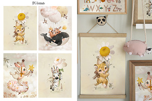 Boho Baby Animal Watercolor Set