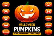 Halloween Pumpkins Clipart, a Decorative Illustration by doghead (Thumbnail 1 of 6)