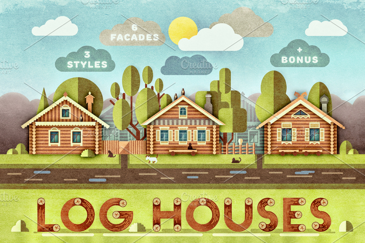 Log houses, an Object Illustration by daseugen (Photo 1 of 5)