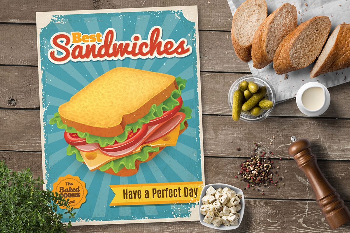 4 Original Food Poster Designs, a Flyer Template by Giraffarte (Photo 3 of 5)