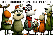 Hand Drawn Christmas Clipart, an Illustration by Black Bird Studio (Thumbnail 1 of 6)