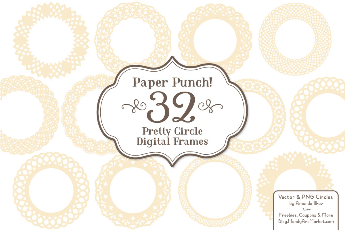 Cream Lace Frames Clipart & Vectors, an Illustration by Amanda Ilkov (Photo 3 of 5)