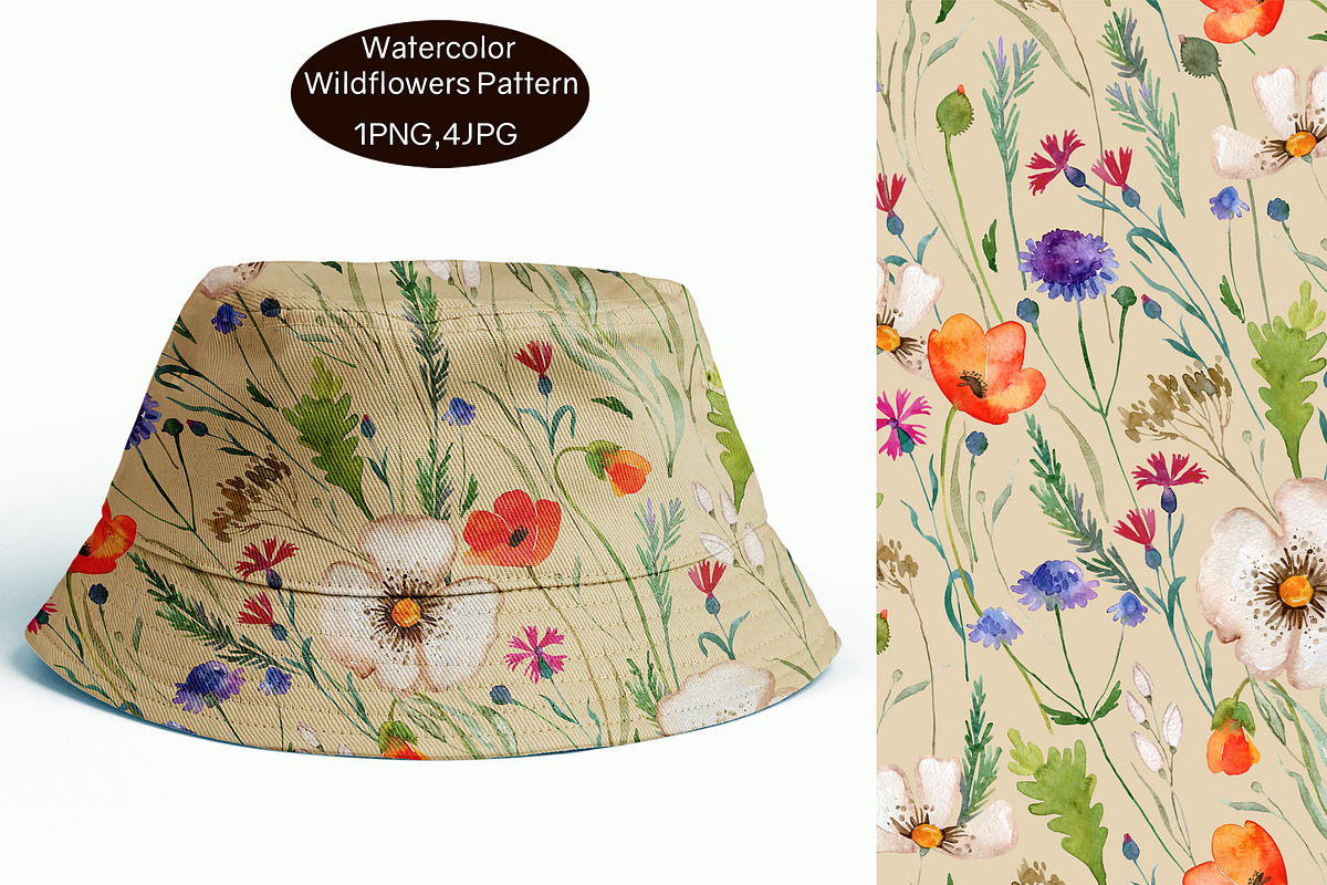 Watercolor Wildflowers Pattern, a Pattern Graphic by TanyaOak (Photo 5 of 7)