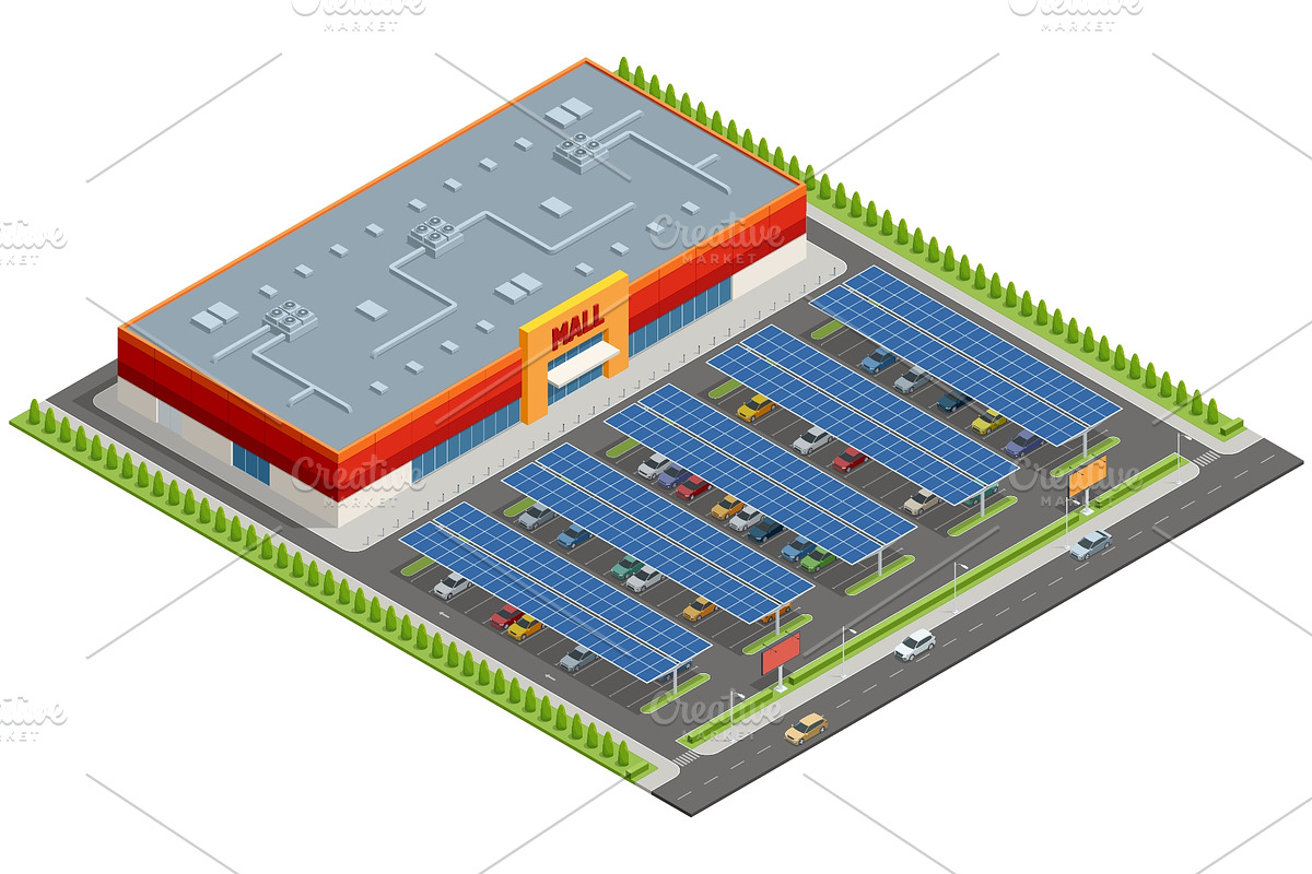 Isometric Retail Mall with Solar, a Transportation Illustration by Golden Sikorka (Photo 3 of 3)