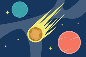 comet around planet vector design, an Object Illustration by zyxroun shop