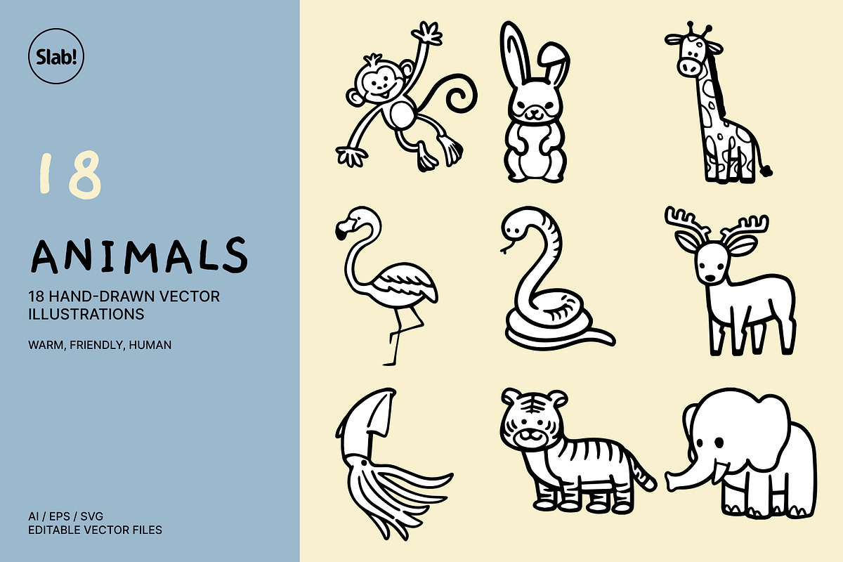 Cute Hand Drawn Animal Illustration, an Animal Illustration by SLAB! Design (Photo 1 of 4)