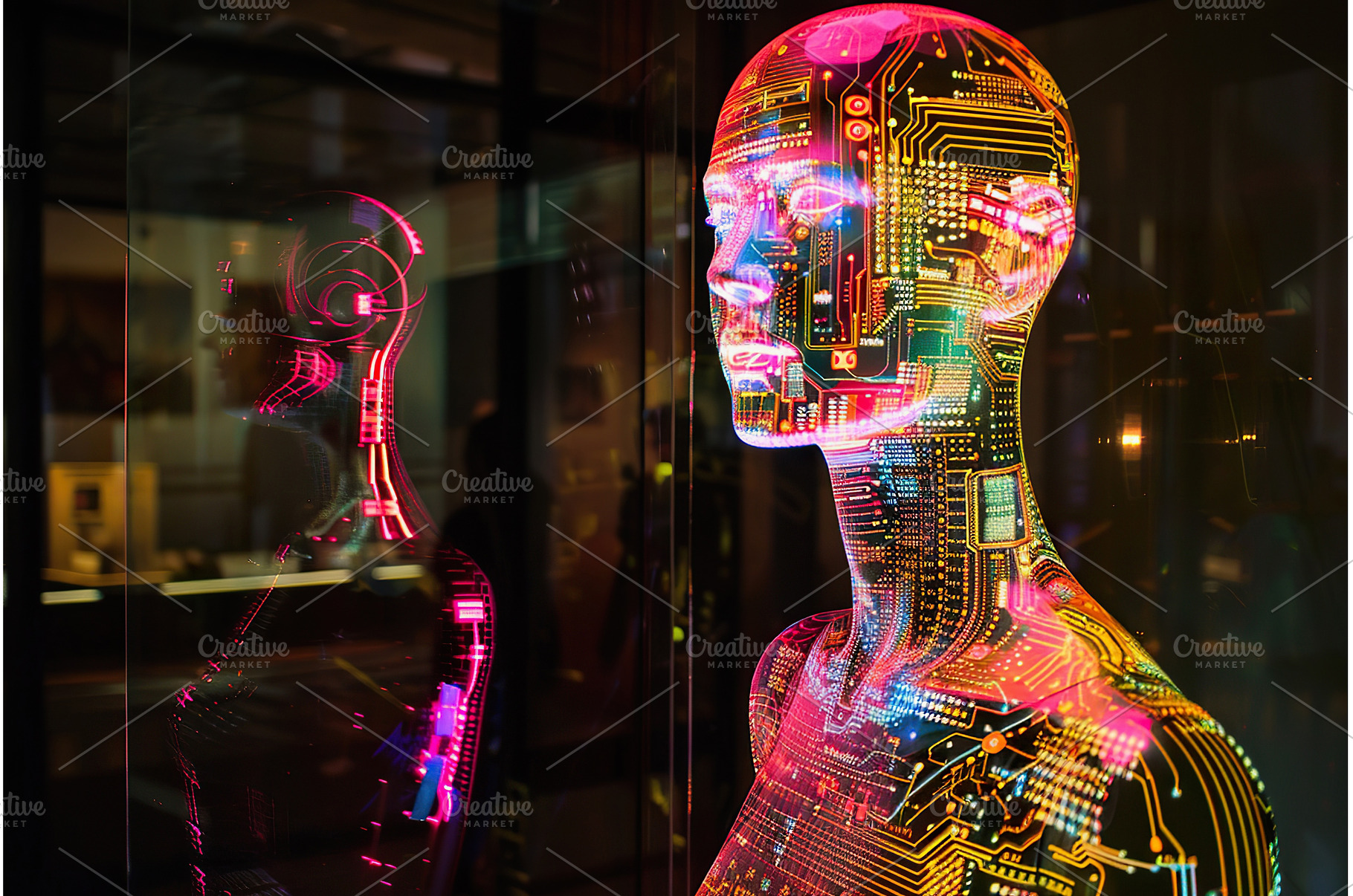 Futuristic Double Exposure Robot, a Technology Photo by Lermont51