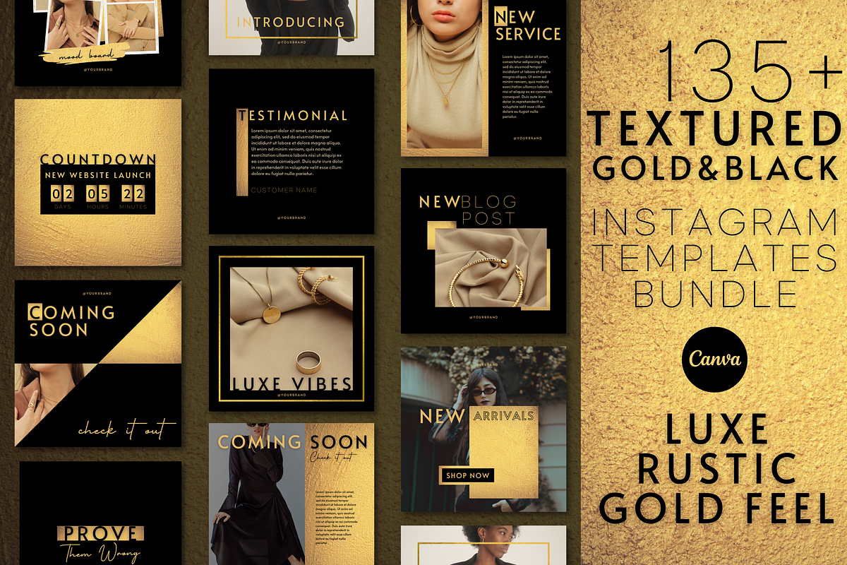 Black Gold Instagram Templates, a Social Media Template by Faytemplates (Photo 1 of 10)