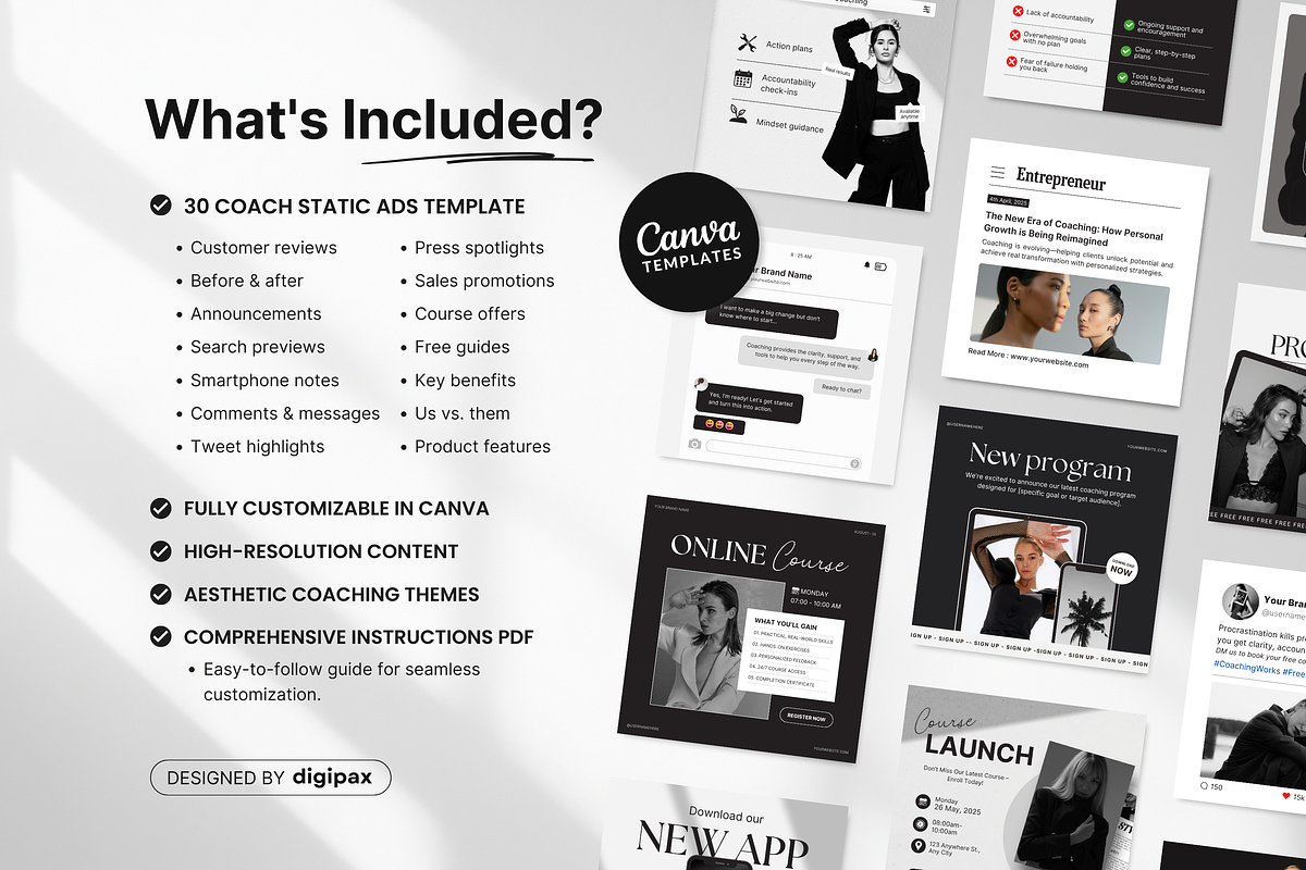 Coach Static Ad Templates Canva, a Social Media Template by DigiPax (Photo 2 of 11)