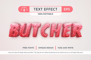 Butcher Meat Editable Text Effect