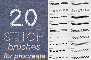 20 Procreate Stitches Brushes Set