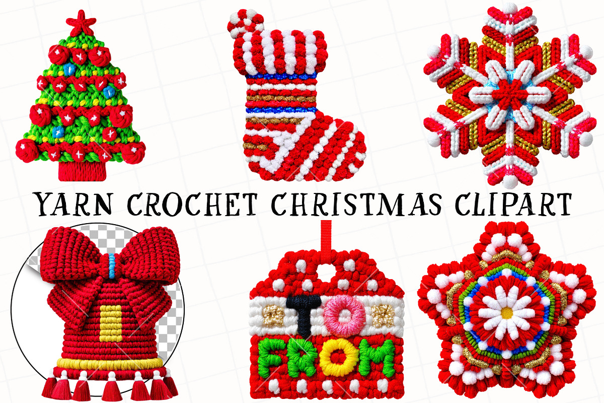 Yarn Crochet Christmas Clipart, an Illustration by OK Design (Photo 2 of 6)