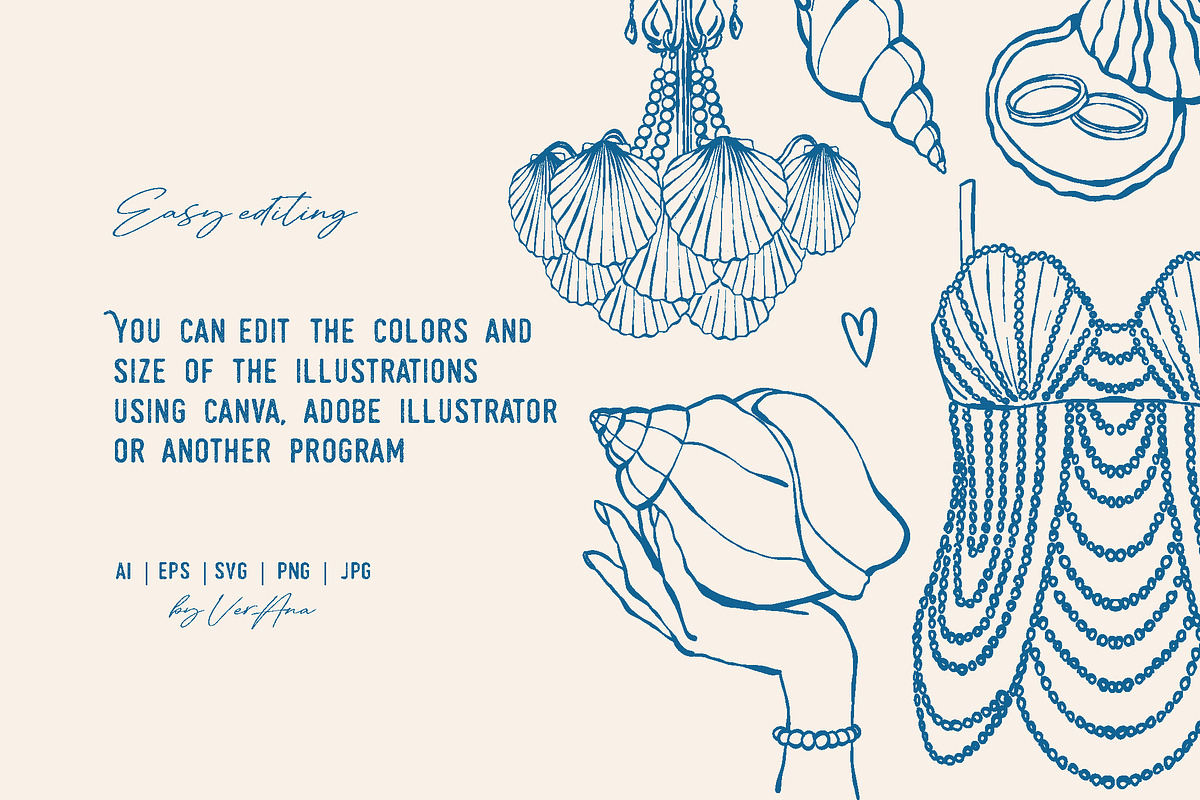Shells and Pearls Coastal Vector Set, an Object Illustration by VerAna (Photo 15 of 18)