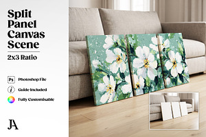 Split Panel Canvas 2x3 PSD Mockup
