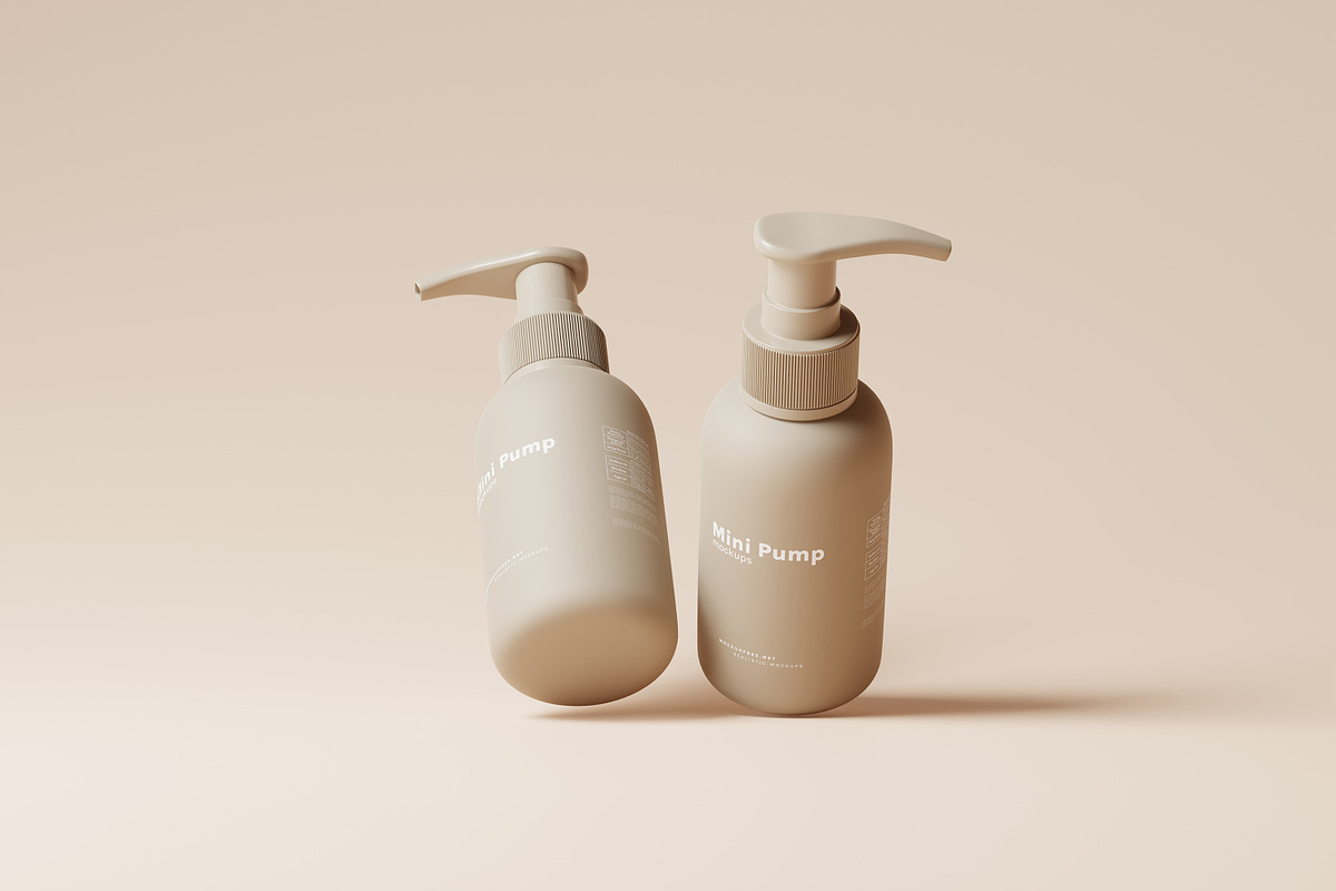 Travel Size Mini Pump Bottle Mockup, a Packaging Mockup by MockupFree.Net (Photo 3 of 8)