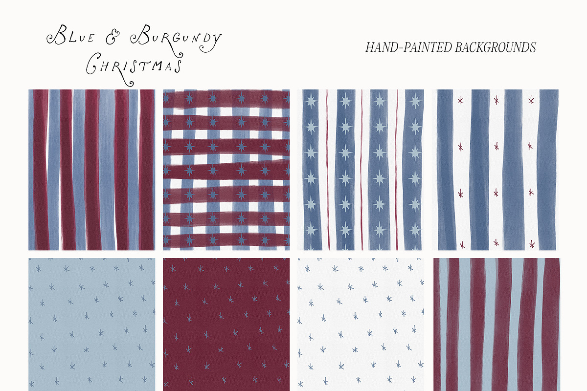 Hand-Painted Blue Burgundy Christmas, an Object Graphic by Lana Elanor (Photo 21 of 24)