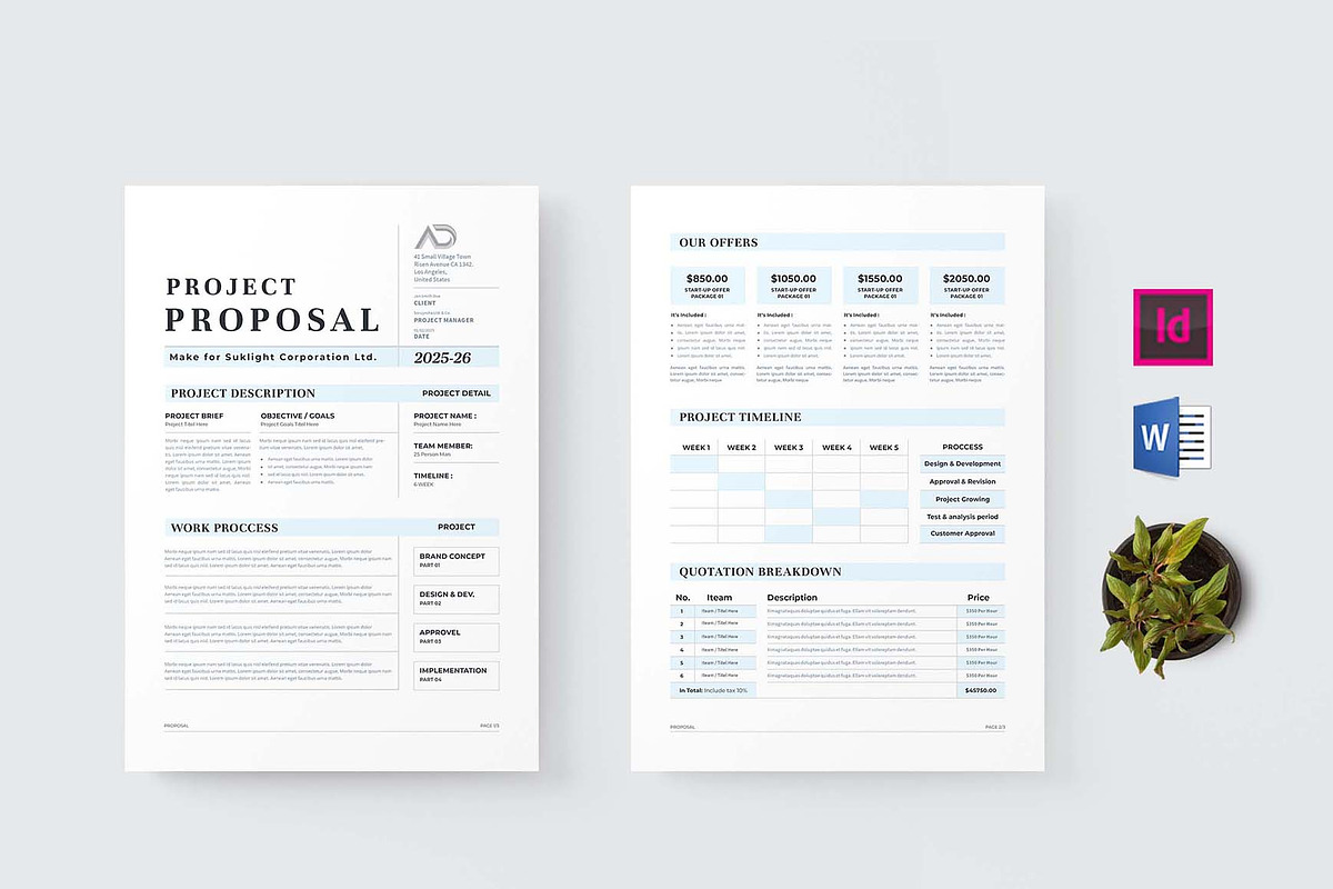 Project Proposal | Word & Indesign, a Stationery Template by design_hut (Photo 1 of 7)