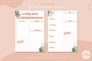 Printable weekly planner insert