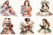 Girl in Floral Dress Read Book Clipa, an Illustration by Libby Wishes (Thumbnail 5 of 7)