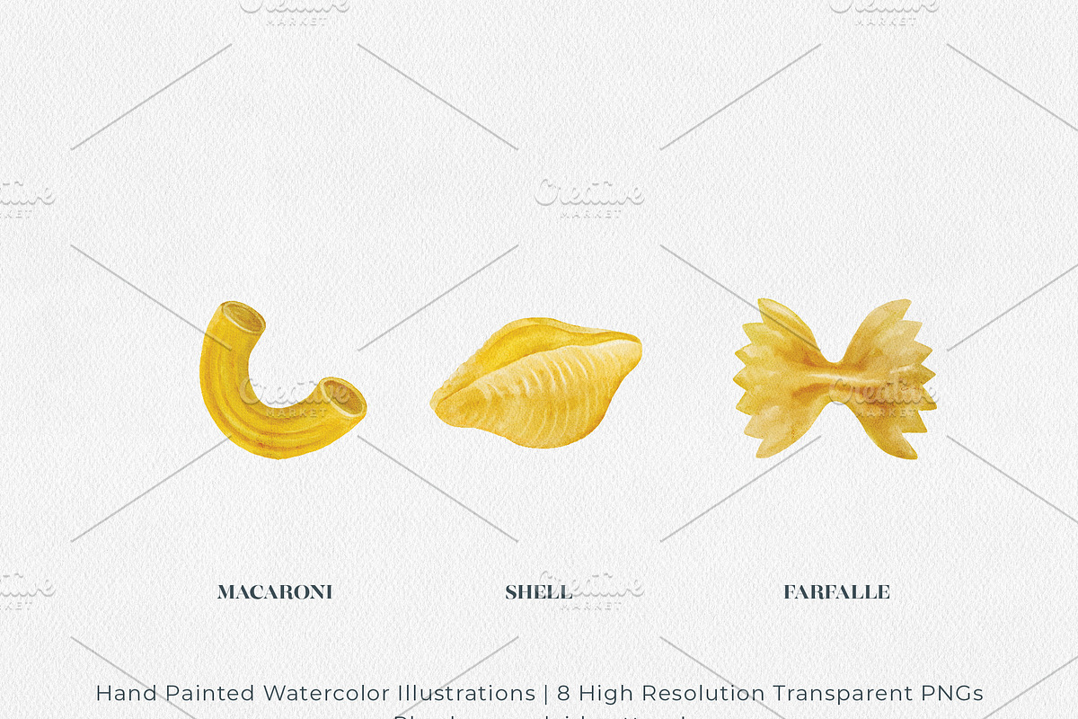 Italian Pasta & Tomato Watercolors, a Food Illustration by Jeanette Pidi Design (Photo 4 of 6)
