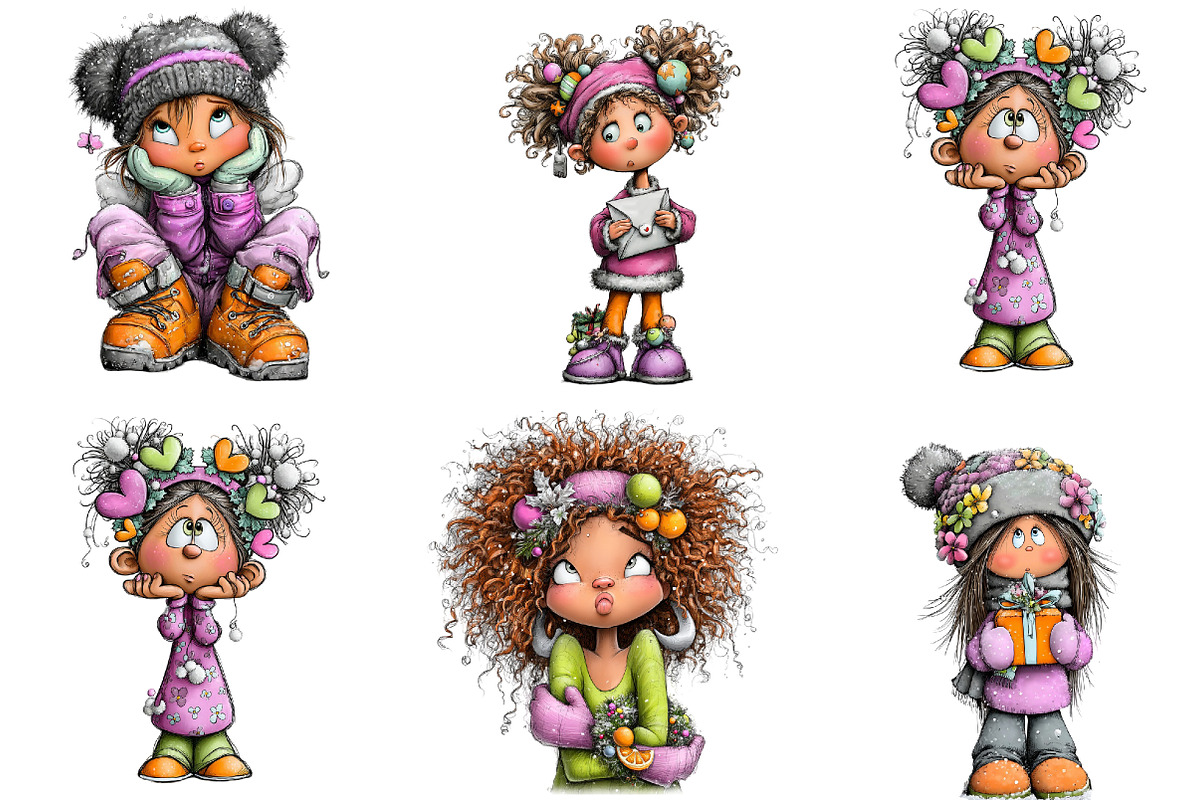 Christmas Girl Clipart, an Illustration by DreamArtGraphic (Photo 5 of 5)