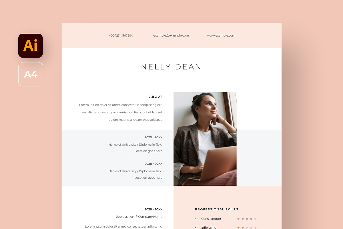 Modern Feminine Resume Template, a Resume Template by Filip Studio (Photo 1 of 4)