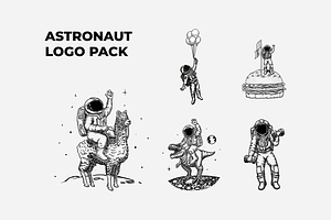 Astronaut Illustration Logo Bundle