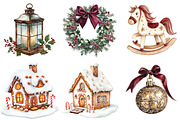 Watercolor Christmas Clipart, a Seasonal Illustration by CitraGraphics (Thumbnail 7 of 8)