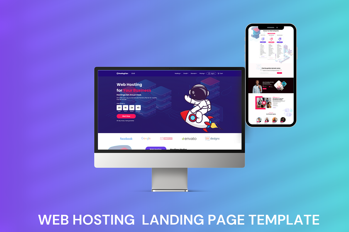 Webhosting Landing Page Template, a Landing Page Template by Fardosai Studio