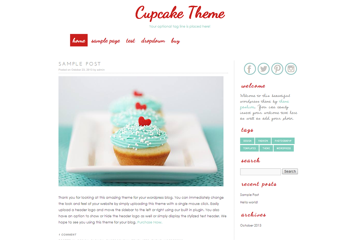 Wordpress Template - Cupcake, a WordPress Template by Theme Fashion (Photo 1 of 2)