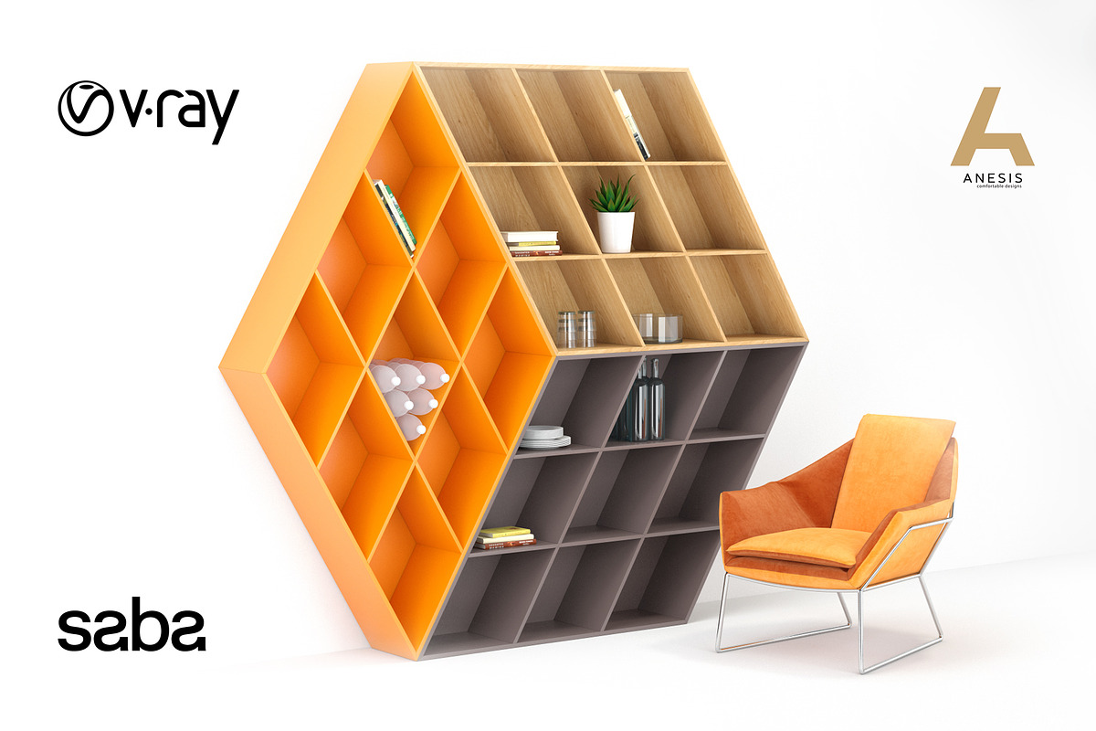 Shelving RUBIKA & armchair NEW YORK, a Furniture 3D Model by Vista 3d (Photo 6 of 6)
