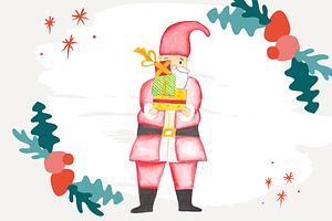 Christmas Santa Watercolor Clipart