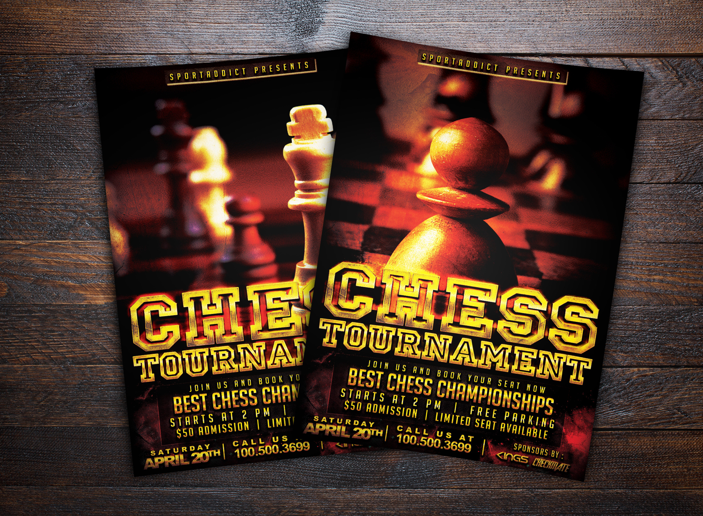 Chess Championships Sports Flyer, a Flyer Template by Design Addict
