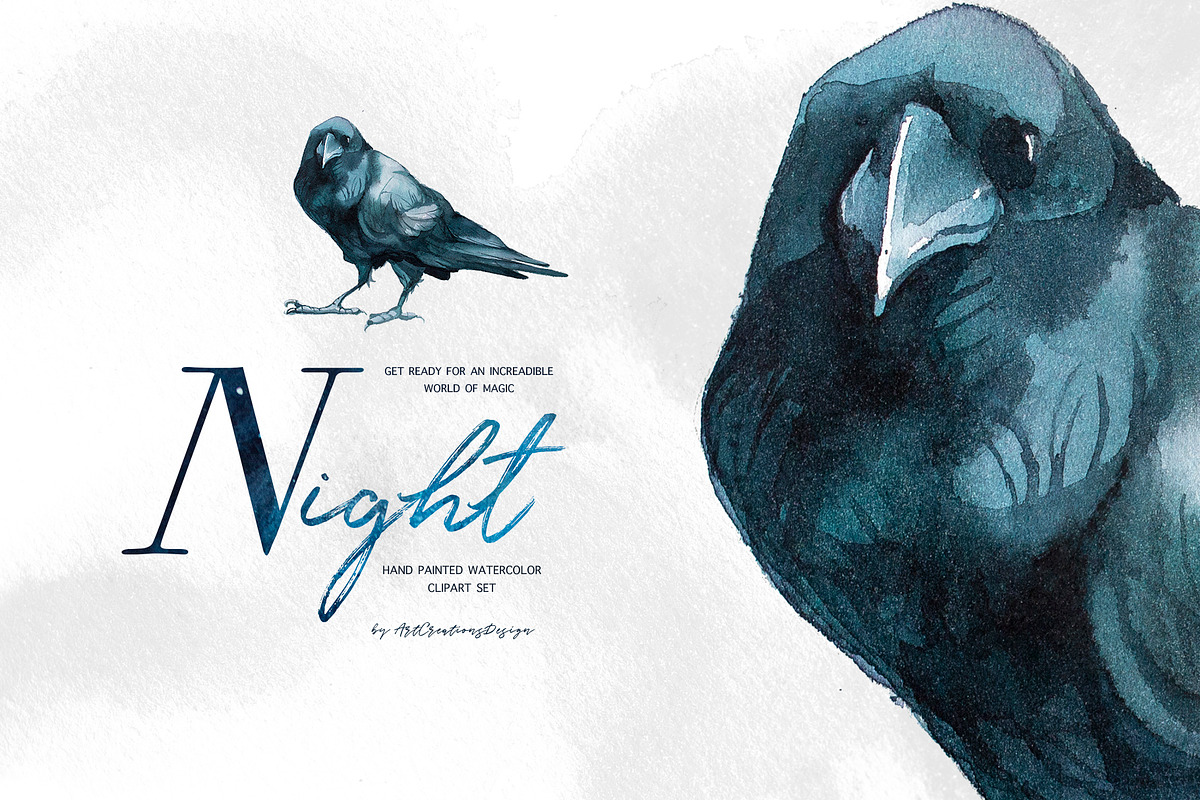 Hand-Painted Night Clipart Set, an Animal Illustration by ArtCreationsDesign (Photo 27 of 29)