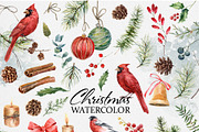 Christmas watercolor clipart, a Seasonal Illustration by RushkinaAntonina (Thumbnail 5 of 7)