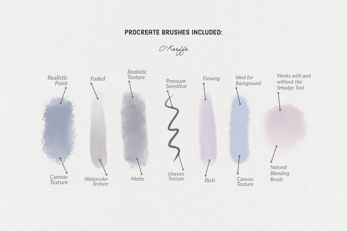 Georgia O' Keeffe Procreate Brushes, a Brush Add-On by Digi Life (Photo 3 of 20)