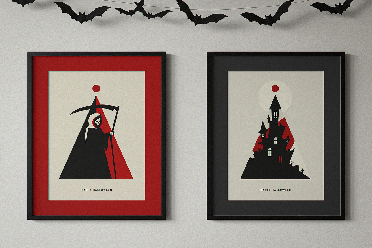 Halloween Poster Frames Mockup, a Product Mockup by Designer Dude