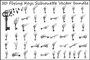 50 Flying Keys Silhouette Vector Bun, an Illustration by Designs_River (Thumbnail 1 of 51)