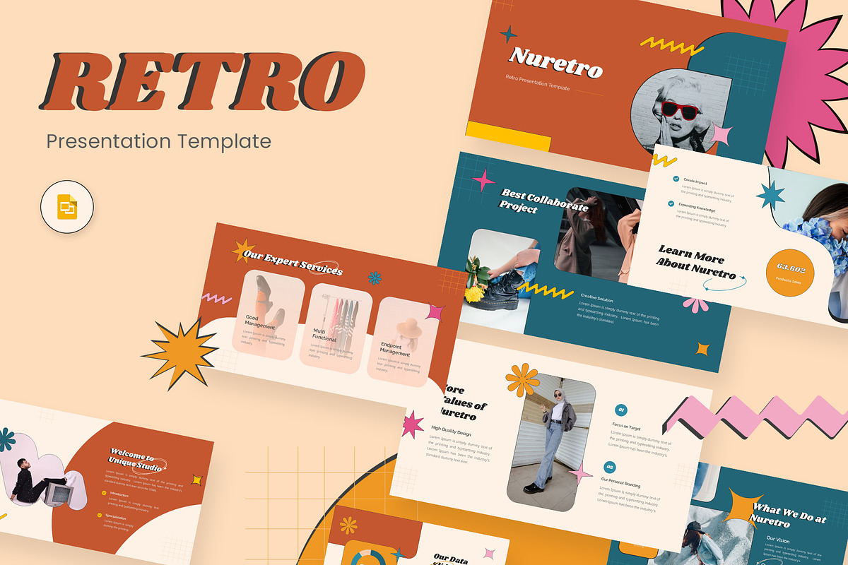Nuretro-Retro Google Slides Template, a Presentation Template by Premast (Photo 1 of 3)