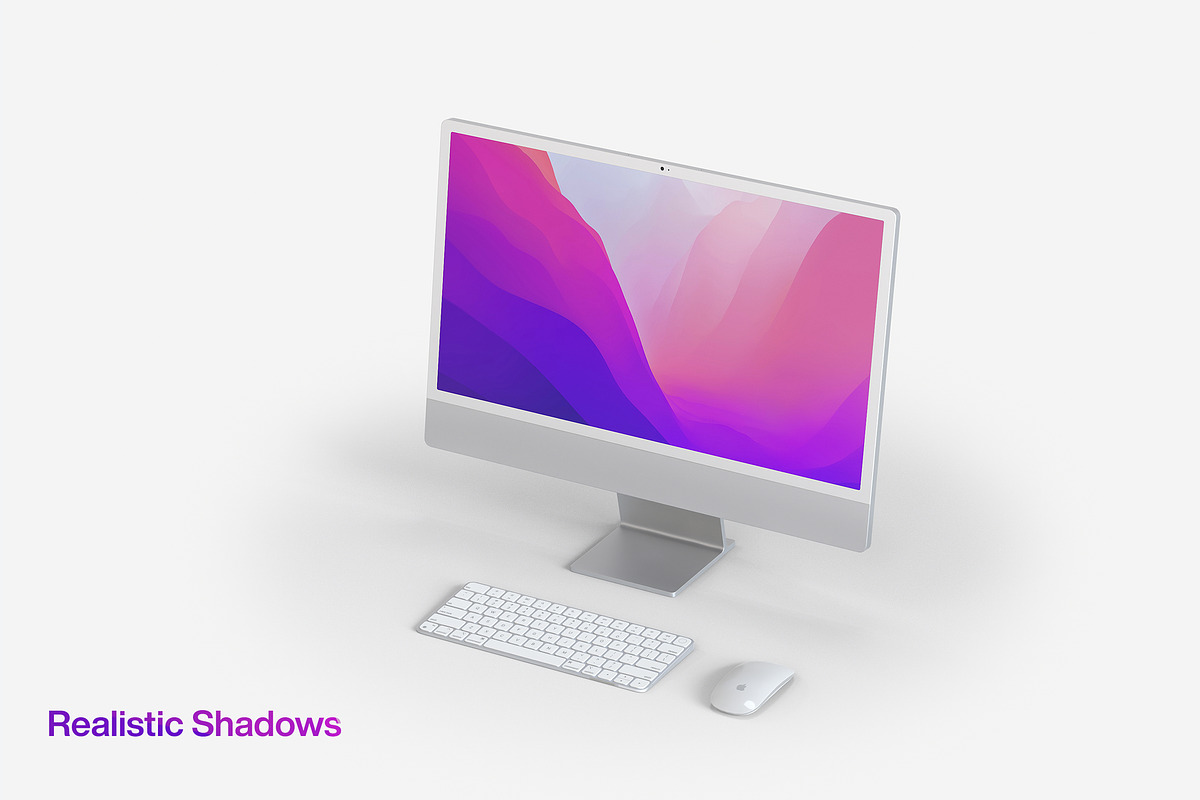 12 Ultra-Realistic iMac 24 Mockups, an iPad Mockup by Smotrow Related (Photo 6 of 15)